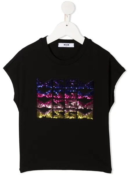 MSGM Kids футболка с логотипом из пайеток