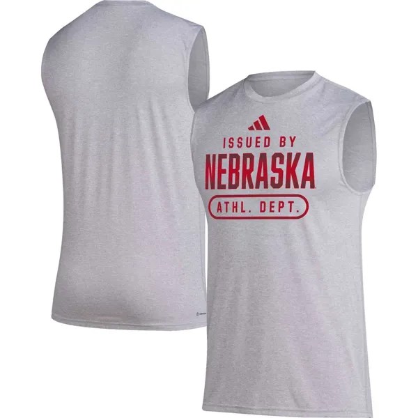 Мужская майка Hether Grey Nebraska Huskers Sideline AEROREADY Pregame adidas