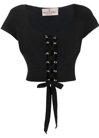 Valentino Pre-Owned стеганая блузка 1970-х годов со шнуровкой