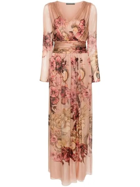 Платье с цветочным принтом Alberta Ferretti, розовый