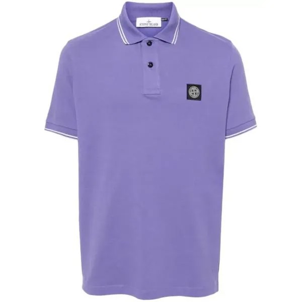 Футболка compass-motif cotton polo shirt Stone Island, фиолетовый