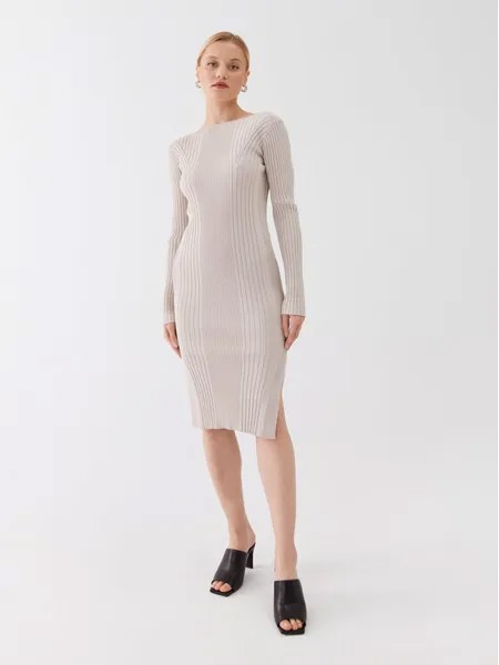 Трикотажное платье приталенного кроя Calvin Klein, серый