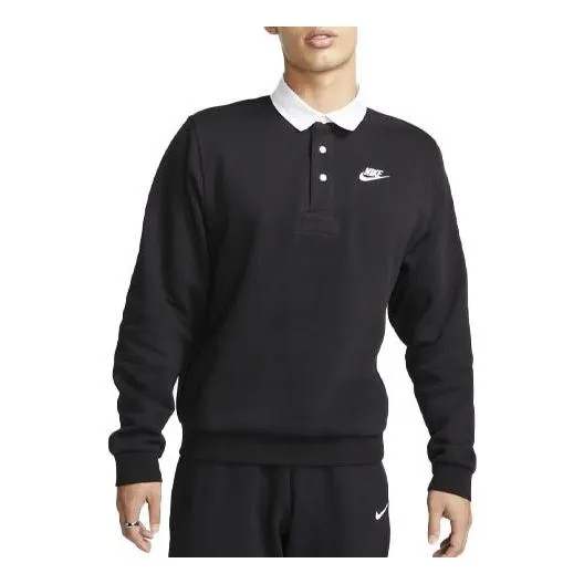 Футболка Nike Club Fleece Plush Long Sleeve Lapel Shirt 'Black', черный