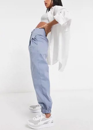Голубые oversized-брюки с манжетами и складками Ghospell (от комплекта)-Голубой
