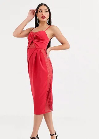 Платье миди с кружевными вставками и узлом ASOS DESIGN Tall-Многоцветный