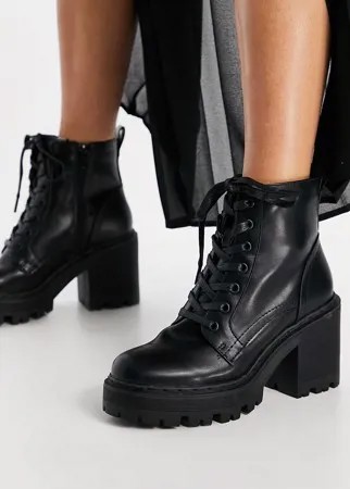 Черные ботинки на толстой платформе со шнуровкой Public Desire Levels-Черный цвет