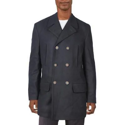 Lauren Ralph Lauren Мужское темно-синее полушерстяное пальто-верхнее полупальто Верхняя одежда 46R BHFO 8850