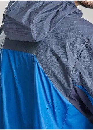 Ветрозащитная мужская куртка для скоростных горных походов FH500 helium wind, размер: L, цвет: Асфальтово-Синий/Глубокий Синий/Мандариновый QUECHUA Х Декатлон