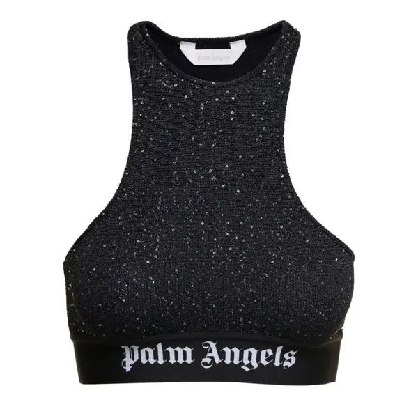 Футболка 'soiree' knitted top with contrasting logo i Palm Angels, черный