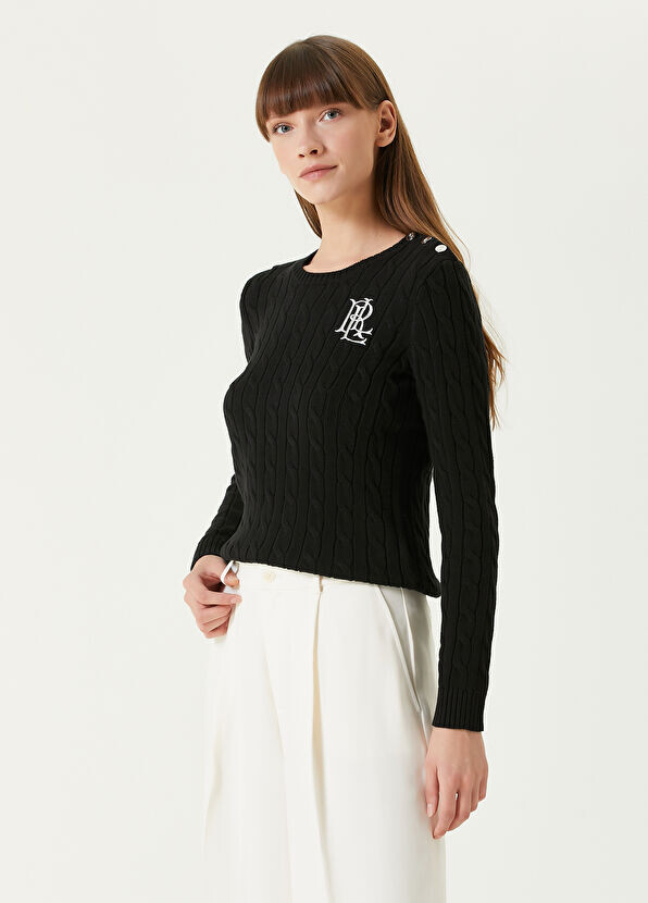Вязаный свитер с логотипом Lauren Ralph Lauren, черный