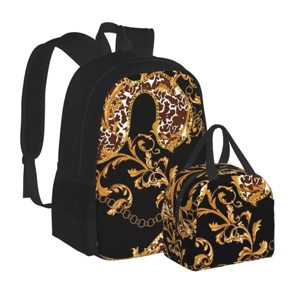 Рюкзаки с леопардом для женщин, роскошные европейские рюкзаки с цветочным рисунком, 2 шт., дорожная сумка для девочек lonдевушка 2021, Прямая пос...