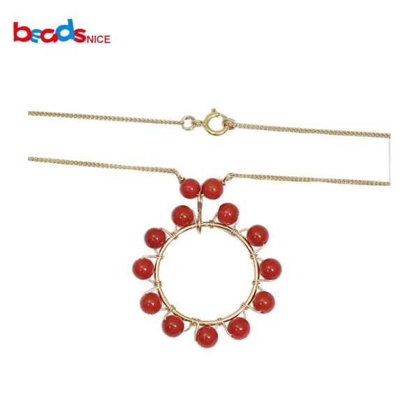 Beadsnice ID39765smt2 позолоченное ожерелье красная Коралловая подвеска капля продается ниткой лучший подарок для женщин ювелирные украшения