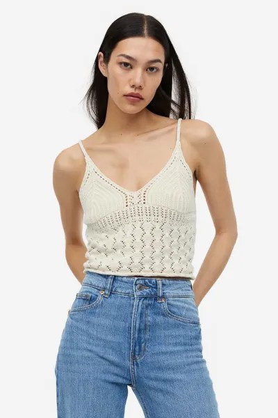 Вязаный крючком топ H&M, крем