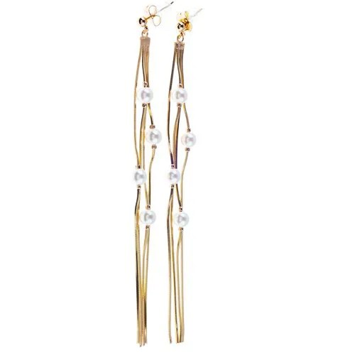 Серьги с подвесками XUPING JEWELRY, жемчуг пресноводный культивированный, размер/диаметр 150 мм, золотой