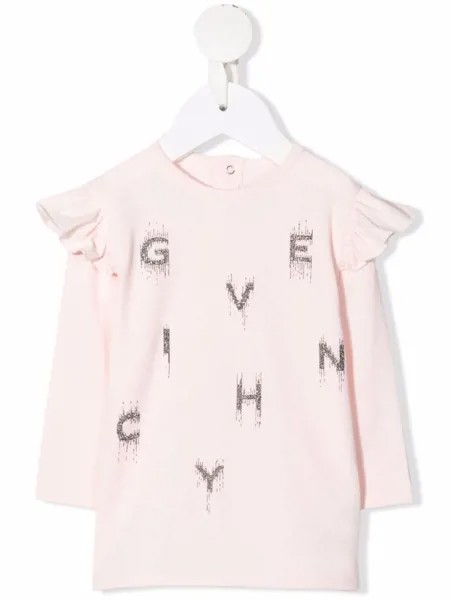 Givenchy Kids футболка с оборками и графичным принтом