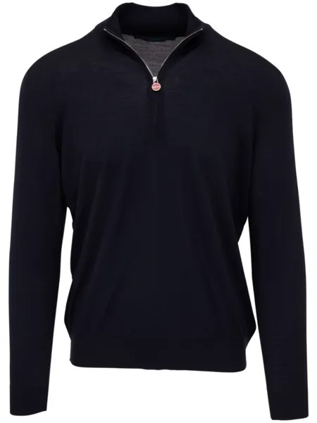 Kiton шерстяной джемпер с воротником на молнии, синий