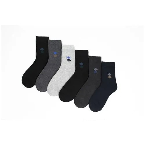 Мужские носки S-Family, 6 пар, 6 уп., классические, на Новый год, на 23 февраля, нескользящие, размер 41-44, белый, черный