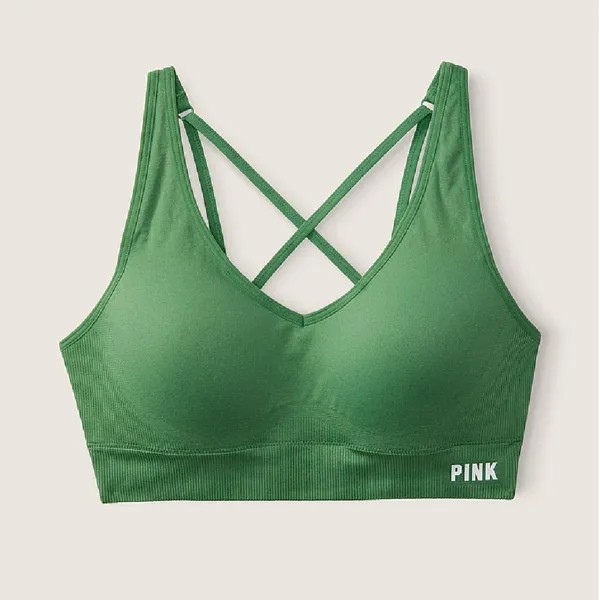 Спортивный бюстгальтер Victoria's Secret Pink Seamless Air Medium-impact, зеленый