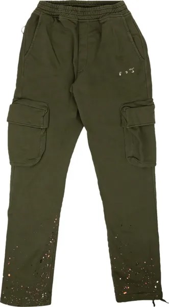 Спортивные брюки Off-White Vintage Paint Cargo Sweatpants 'Kombu Green/White', зеленый