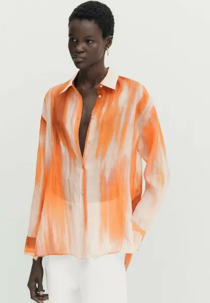 Блузка-рубашка PRINTED Massimo Dutti, цвет orange