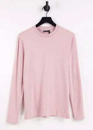 Персиковый выбеленный лонгслив облегающего кроя ASOS DESIGN-Розовый цвет