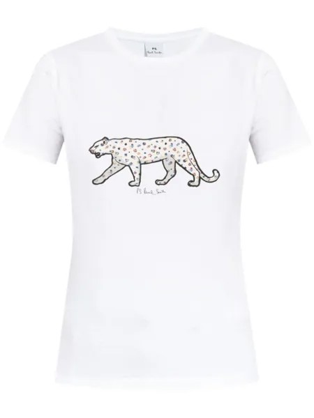 PS Paul Smith футболка из хлопка с тигровым принтом, белый