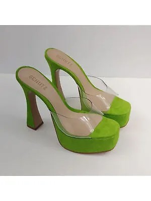 SCHUTZ Женские зеленые босоножки без шнуровки на каблуке с квадратным носком UnHaila UnHaila 9,5 B