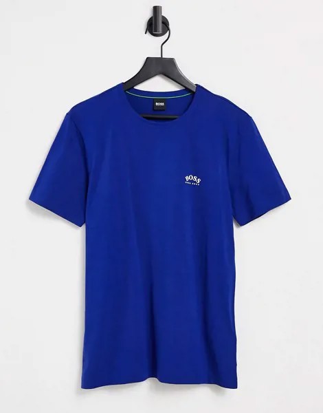Синяя футболка с изогнутым логотипом BOSS Athleisure-Голубой