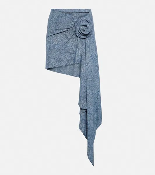 Мини-юбка асимметричного кроя со сборками MAGDA BUTRYM, синий