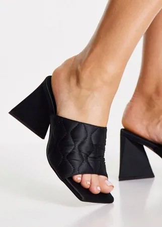 Черные стеганые мюли на среднем каблуке Topshop Racer-Черный цвет