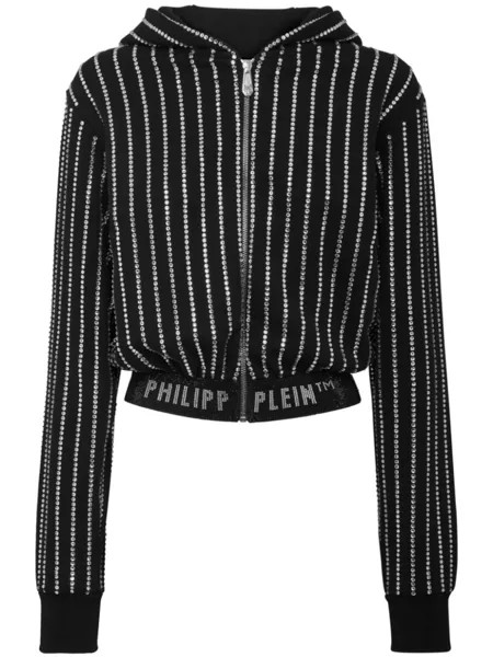 Philipp Plein худи на молнии с кристаллами, черный
