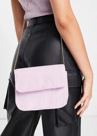 Сиреневая вельветовая сумка через плечо с ремешком-цепочкой Truffle Collection-Фиолетовый цвет