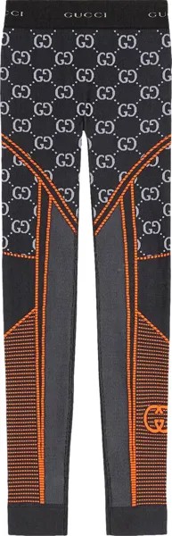 Леггинсы Gucci GG Jersey Jacquard Leggings Black/Orange, черный