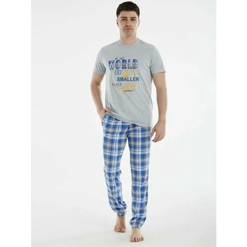 Пижама Relax Mode, футболка, брюки, размер 46, серый