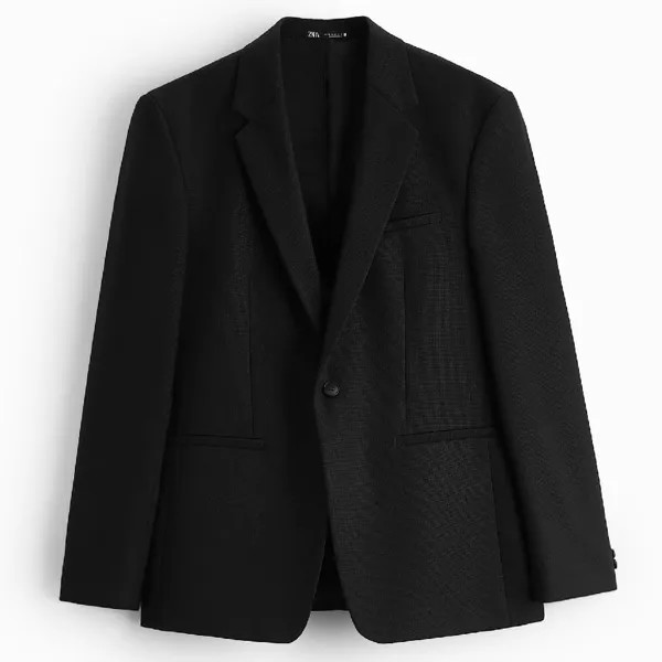 Пиджак Zara Textured Suit, черный