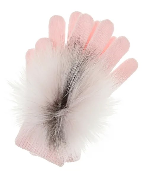 Розовые перчатки с отделкой из меха Yves Salomon