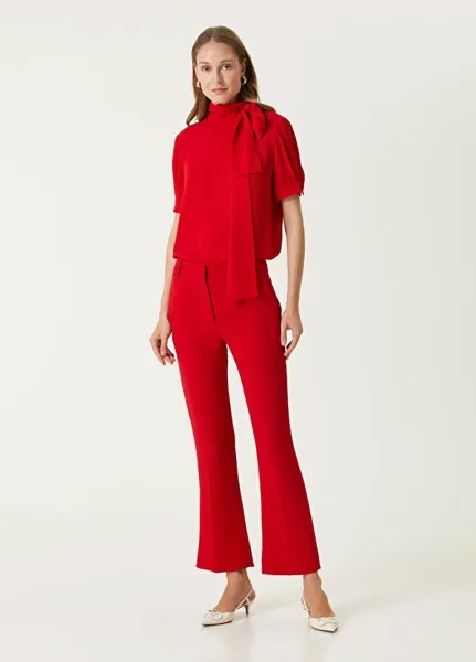 Расклешенные шелковые брюки Valentino, красный