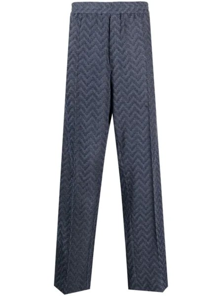 Missoni брюки строгого кроя с узором зигзаг, синий