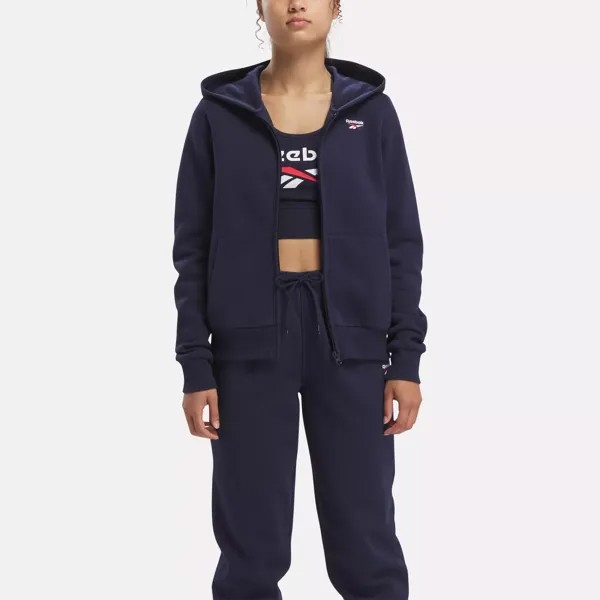 Флисовая толстовка с молнией во всю длину Reebok Identity Small Logo, цвет Vector Navy