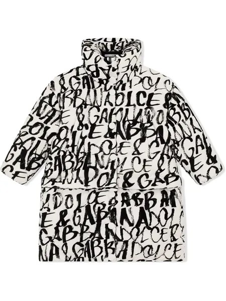 Dolce & Gabbana Kids стеганое пальто с логотипом