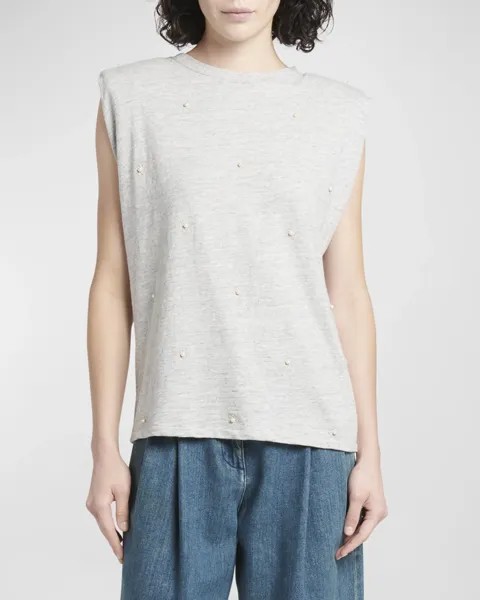 Футболка без рукавов с украшением Journey Golden Goose, цвет Melange Grey Heritage White
