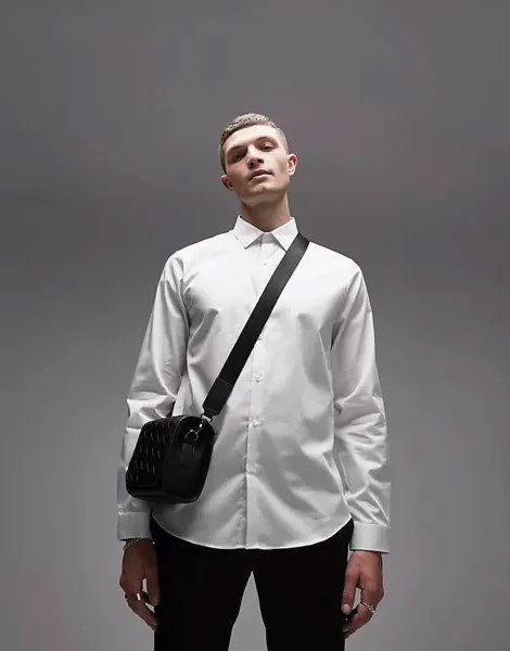 Рубашка Topman Long Sleeve Sateen, белый