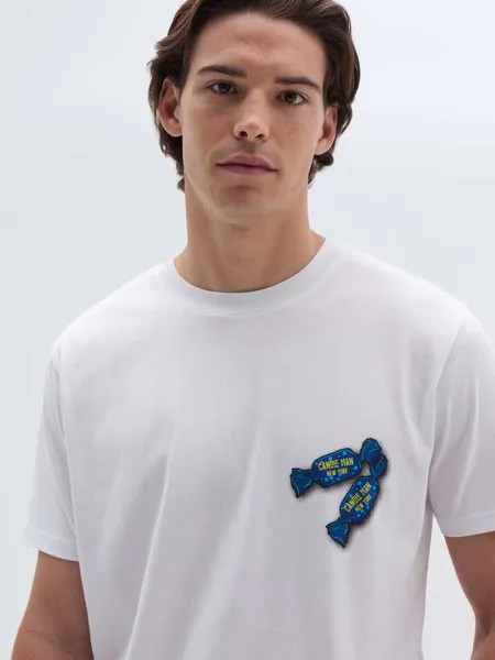 Хлопковая футболка с принтом Candie Man NY Ovs, цвет optical white