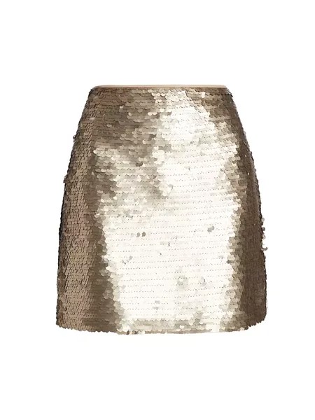 Монохромная юбка Zolla с пайетками Marella, цвет natural