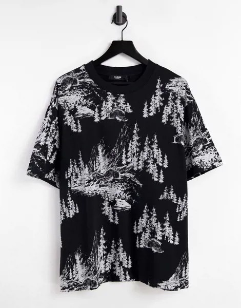 Oversized-футболка со сплошным принтом леса Jaded London-Multi