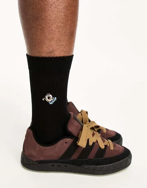 Черные спортивные носки с вышивкой в виде пончиков ASOS DESIGN