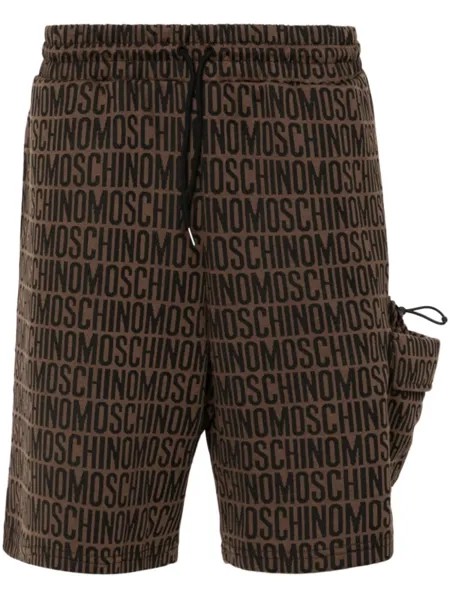 Moschino шорты с жаккардовым логотипом, коричневый
