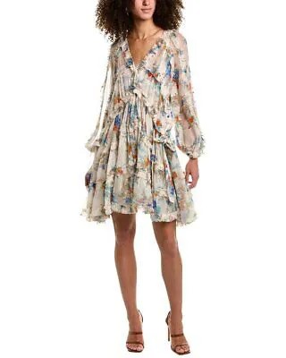 Женское шелковое мини-платье Zimmermann Clover с оборками, белое 1