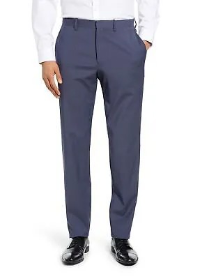 THEORY Мужские синие эластичные брюки с прямыми штанинами и плоской передней частью, приталенные брюки из смесовой шерсти, 29
