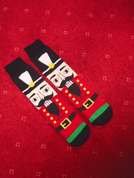 Тёплые махровые носки с новогодним рисунком